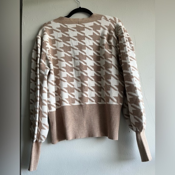 Joie Tan and Cream Houndstooth Cardigan - Picture 3 of 7